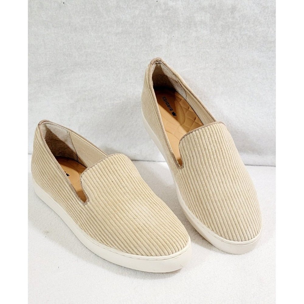 Birdies The Swift Womens Beige Oatmeal Corduroy Flat Loafer Shoes Size 7.5